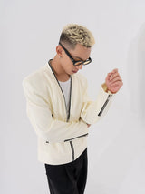 Men's Two-Tone Zip Shoulder Pad Jacket