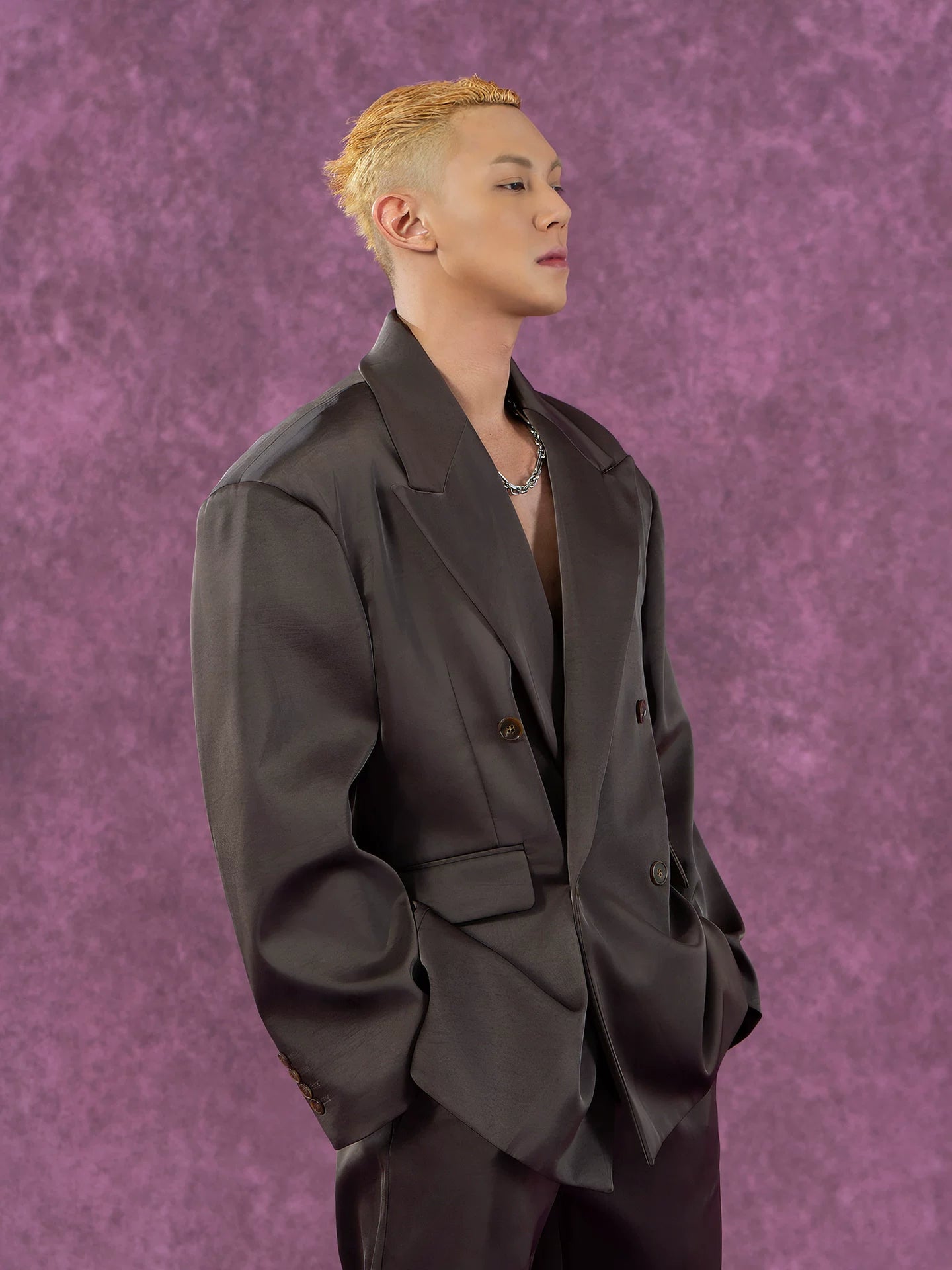 Men's Loose Vintage Satin Blazer