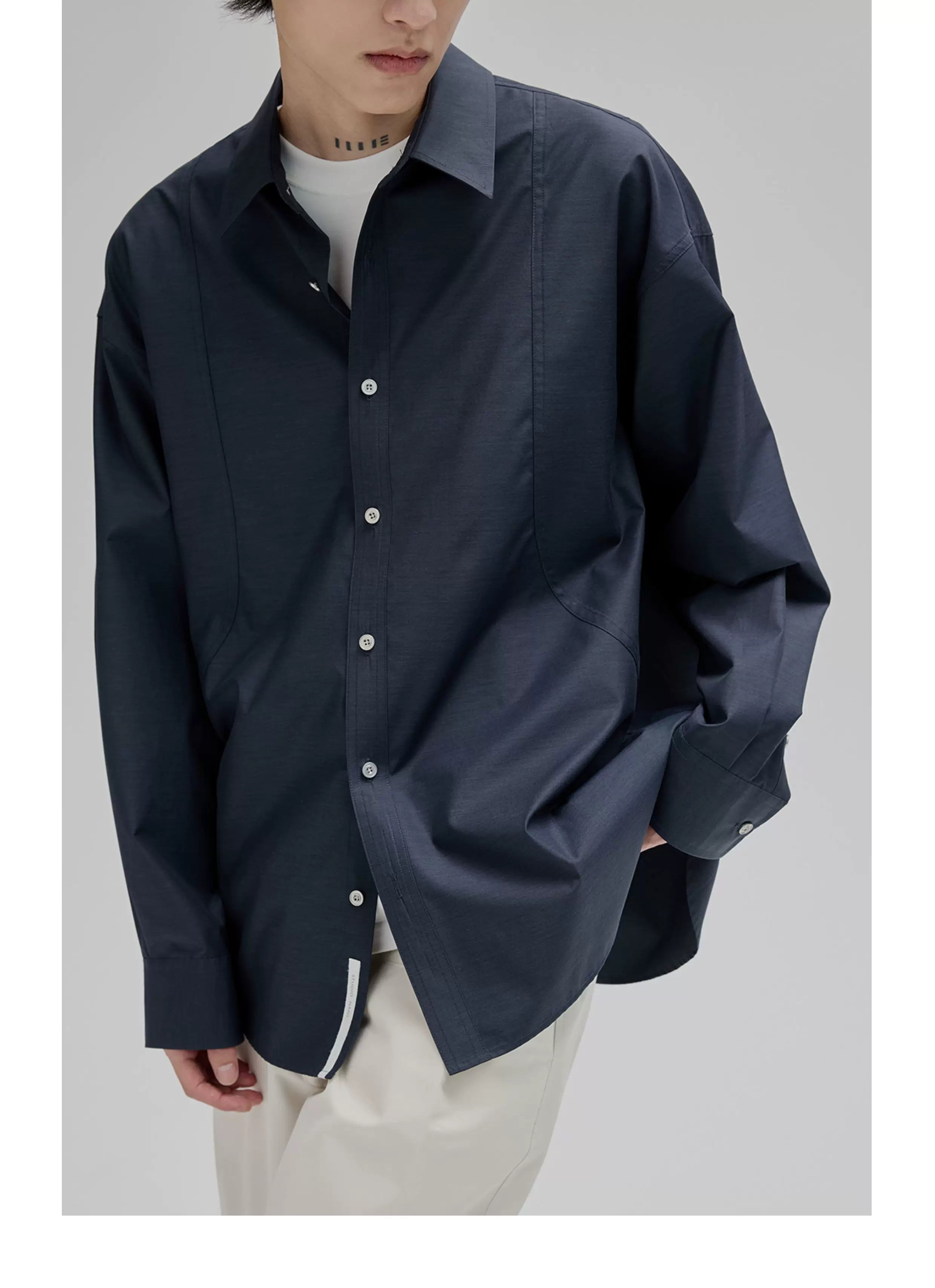 Basic Long Sleeve Cotton Blend Shirt