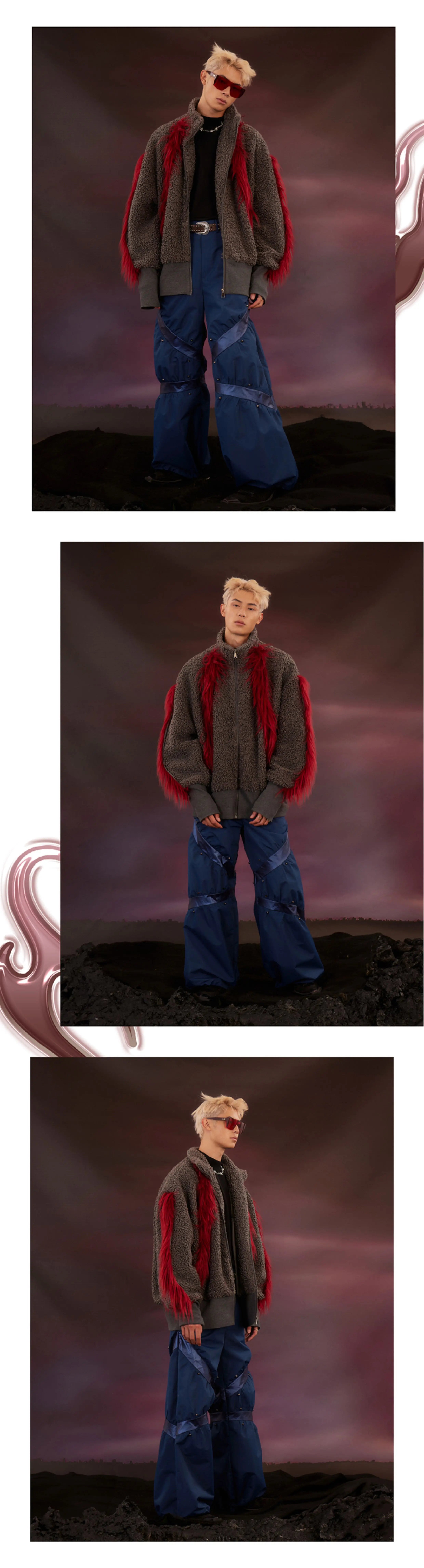 Oversized Plush Patchwork Punk Coat