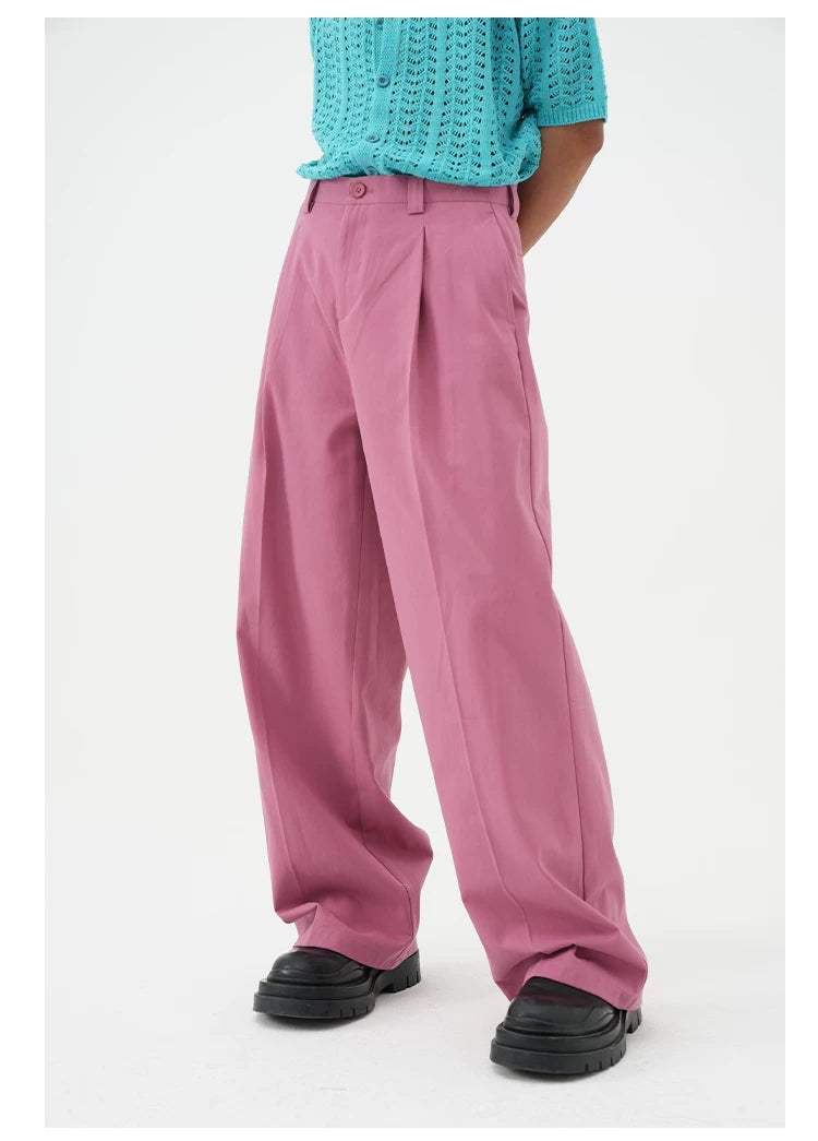 Multicolor Men's Loose Straight Cotton Pants