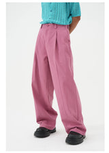 Multicolor Men's Loose Straight Cotton Pants