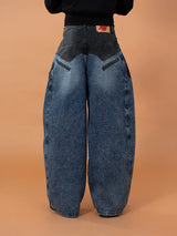 Men's Blue Wide Leg Distressed Jeans