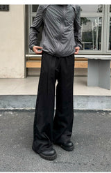 Men's Drawstring Waist Flared Suit Pants