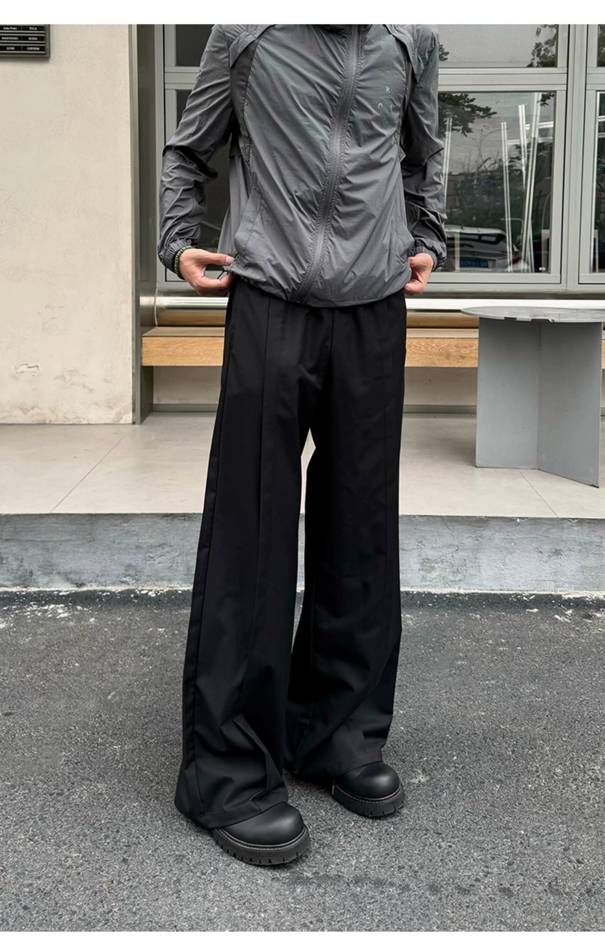 Men's Drawstring Waist Flared Suit Pants