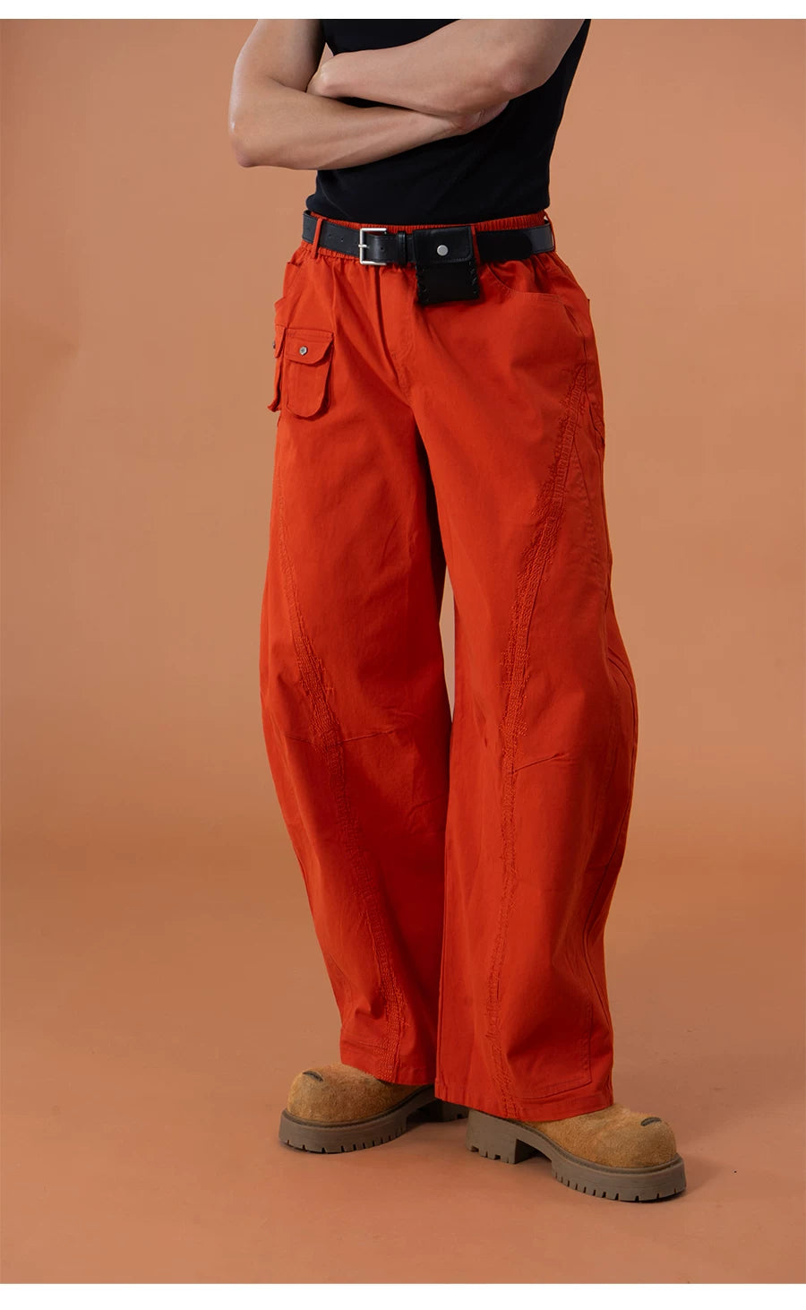 Men's Y2K Green Orange Cargo Pants