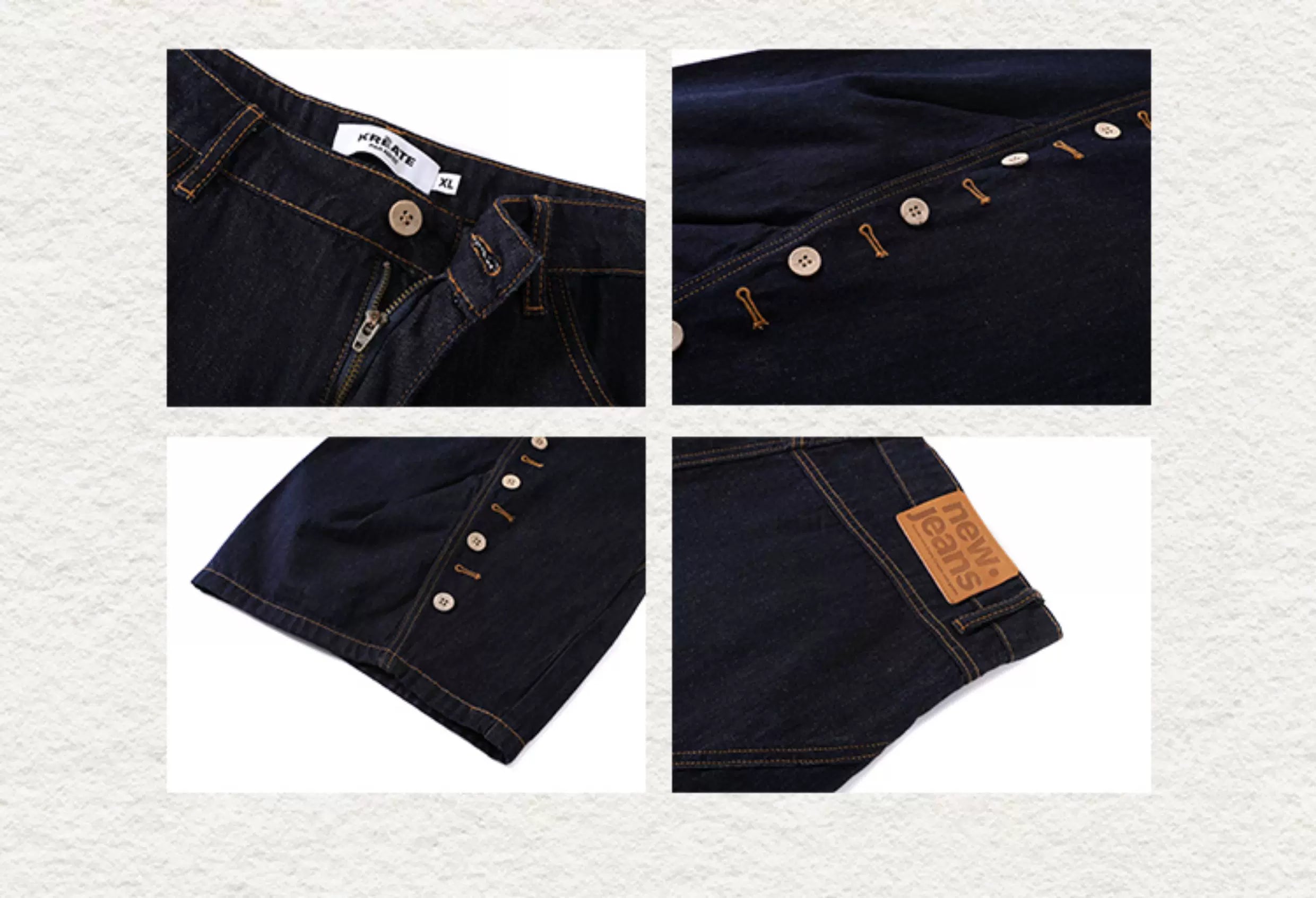 Men's Curved Wide Leg Denim Pants