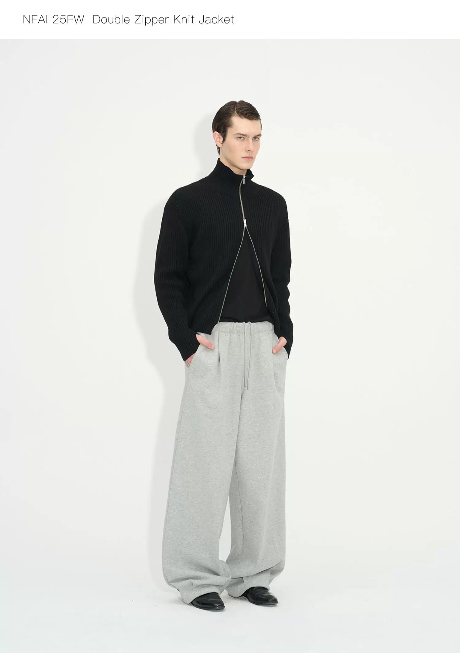 Double Zipper Thick Wool Knitted Jacket