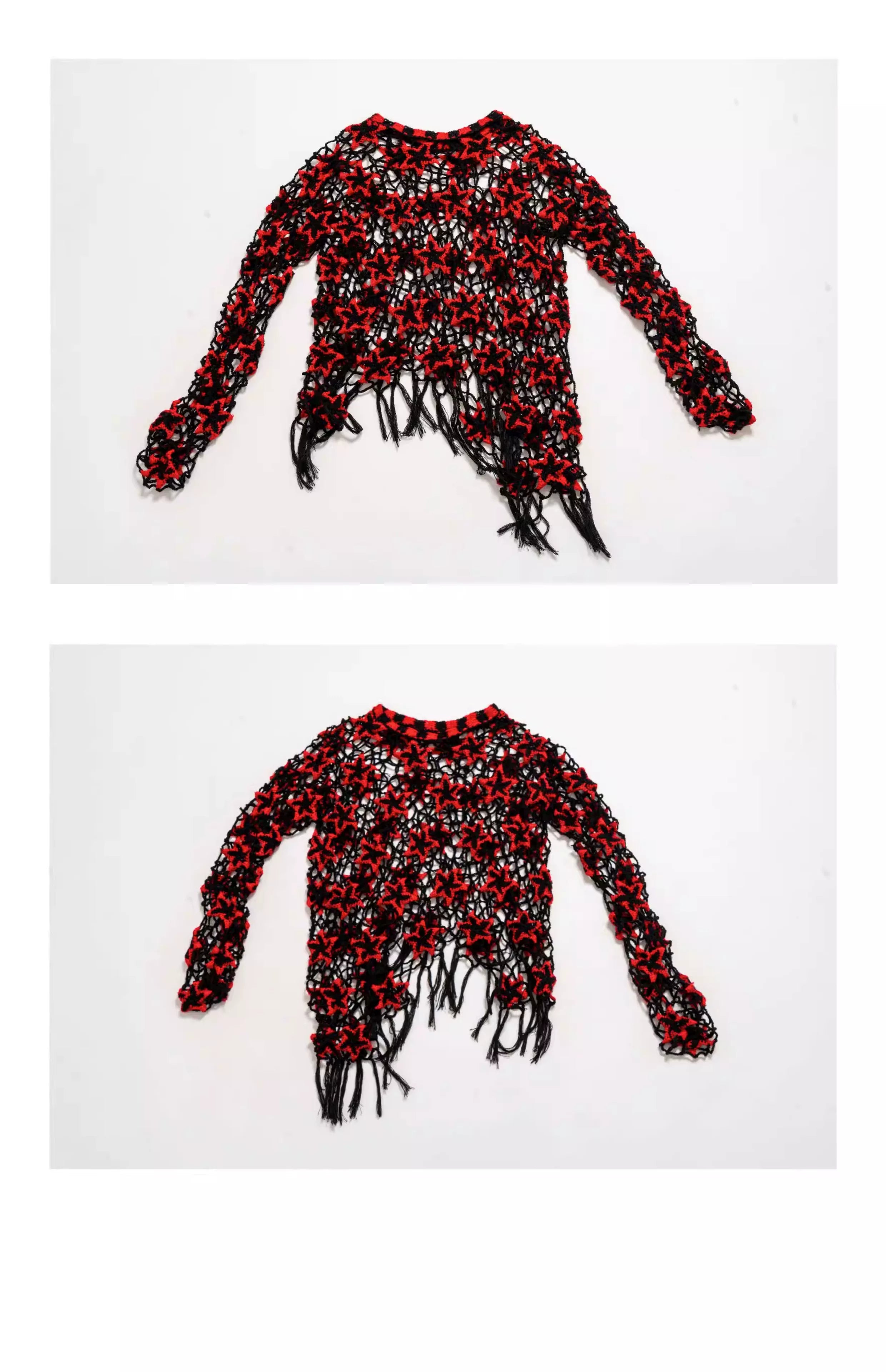 Oversized Y2K Star Mesh Sweater