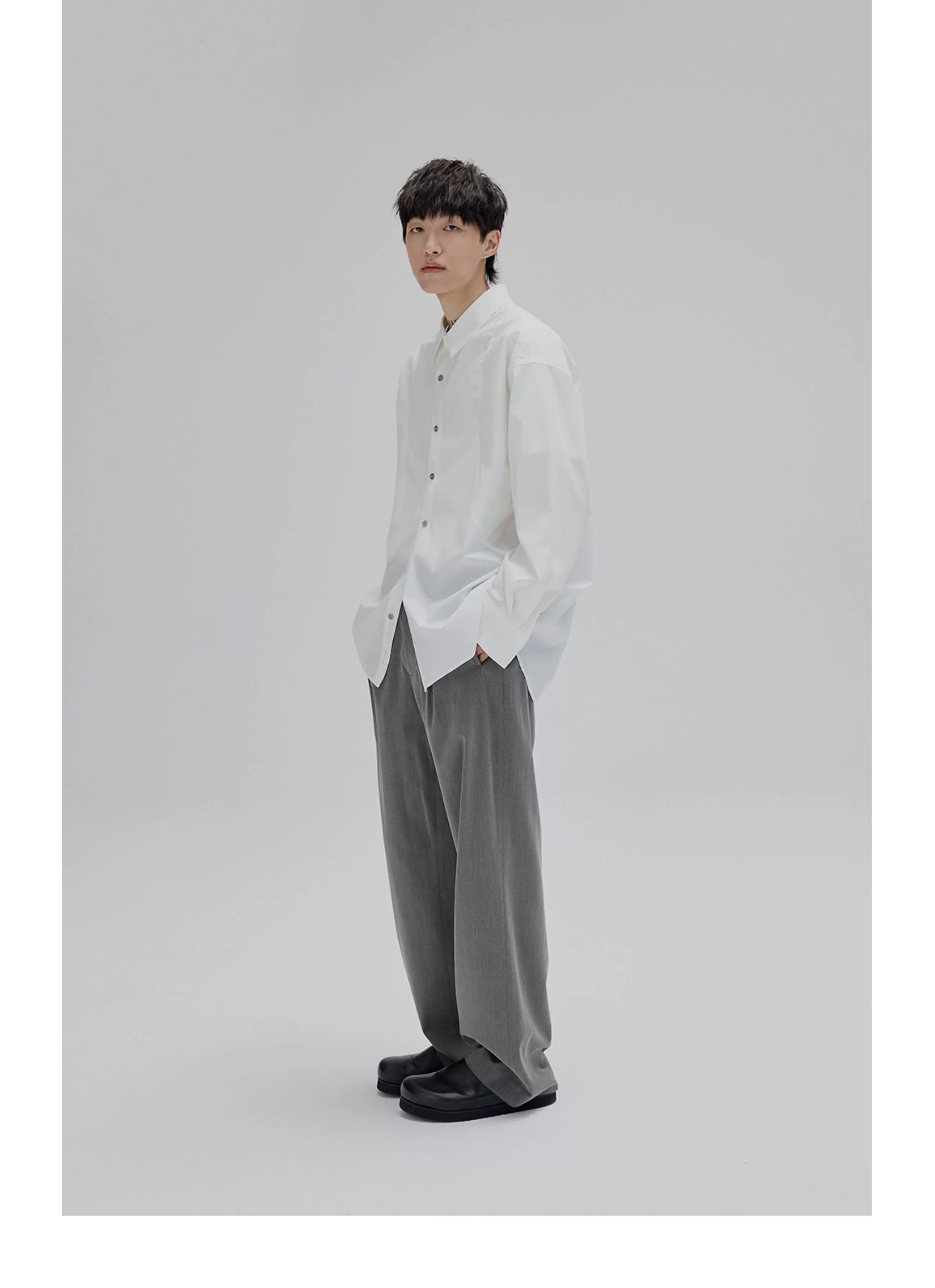 Basic Long Sleeve Cotton Blend Shirt