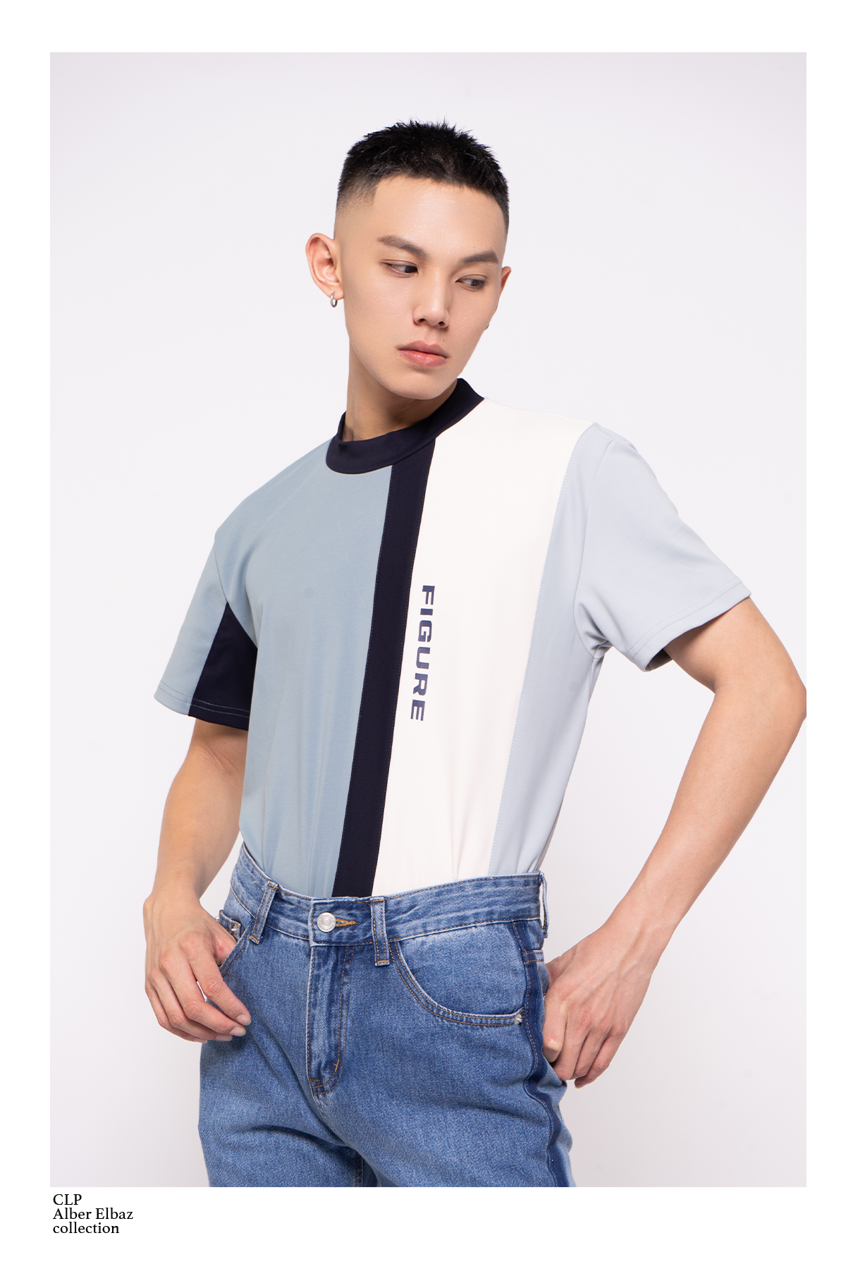Men's Loose Half High Collar Tee