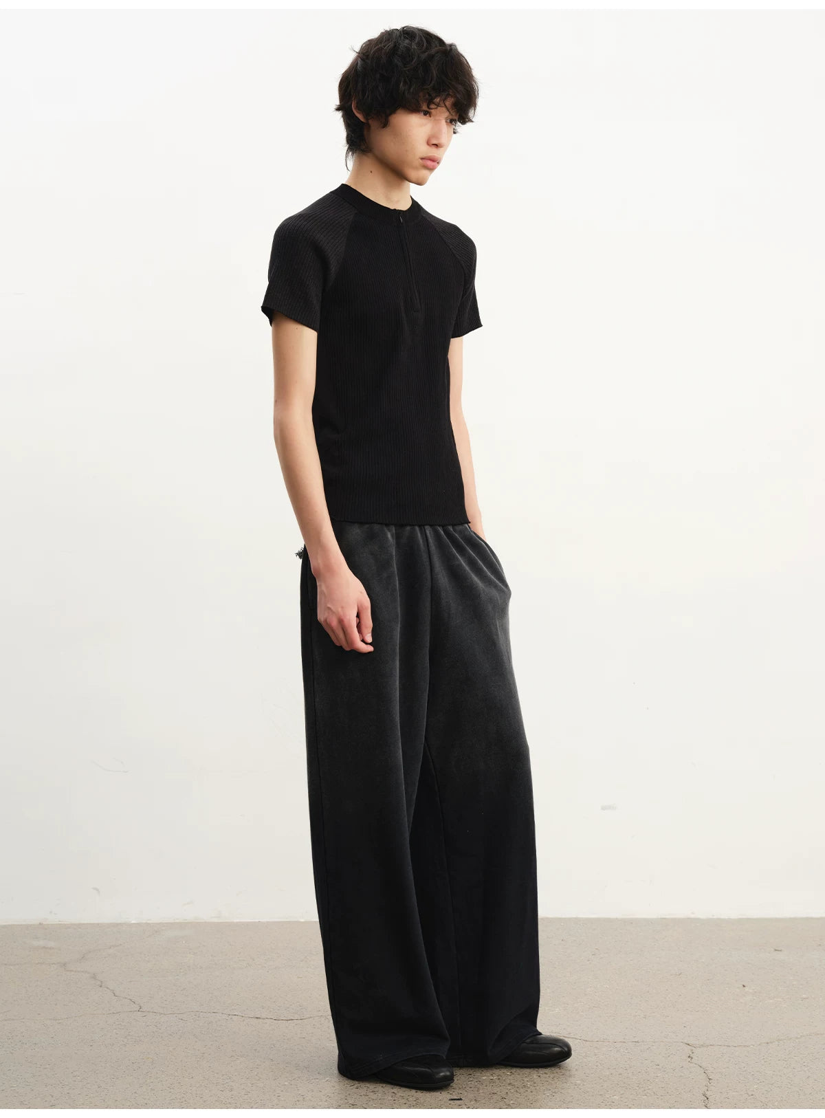 Faded Cotton Straight Loose Pants