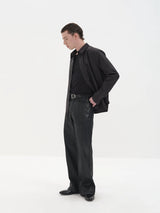 Fitting Waxed Leather Patchwork Straight Jeans