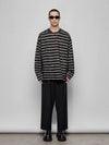 Striped Raw Edge Long Sleeve Tee