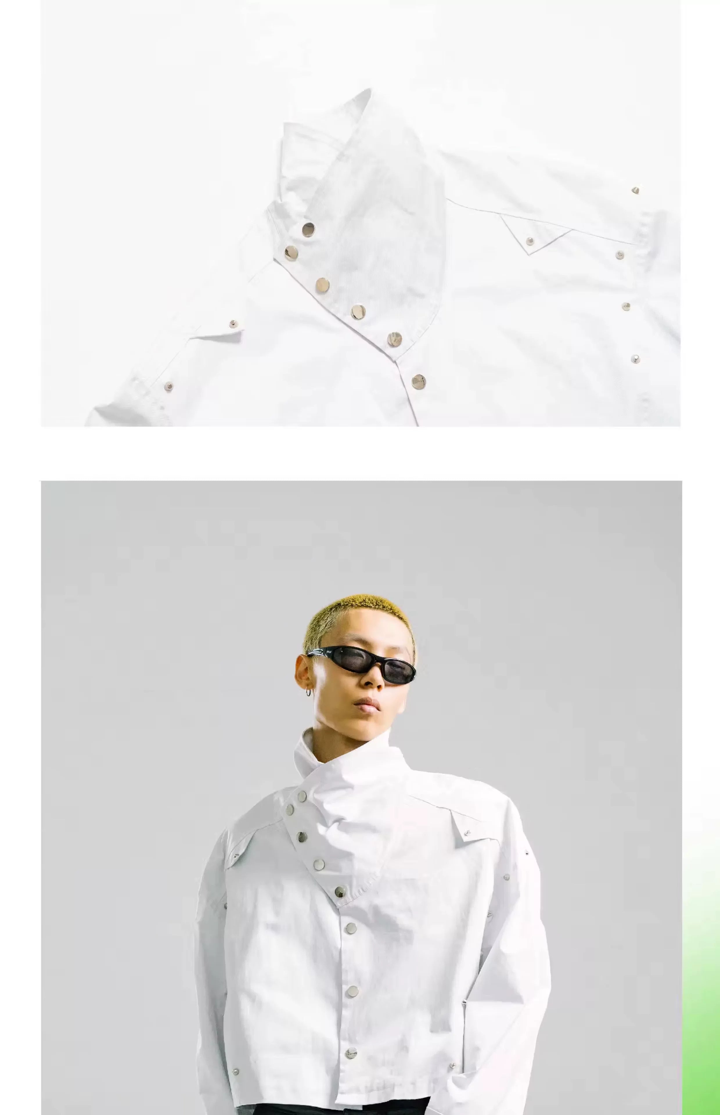Oversized Cropped Stand Collar Riveted Jacket