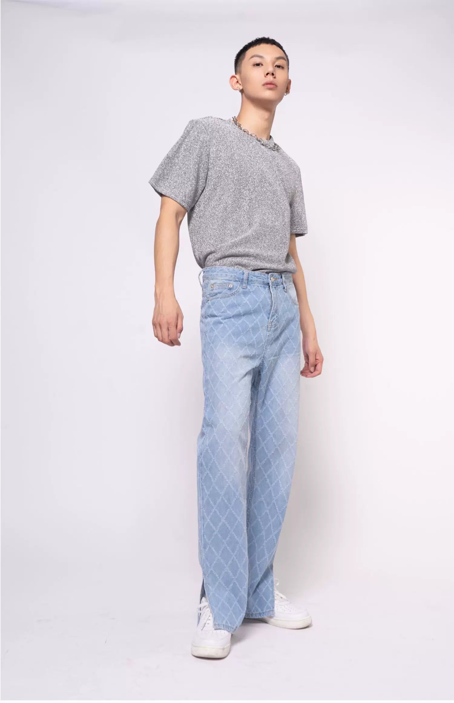 Men's Short Sleeve Mesh Metal Tee