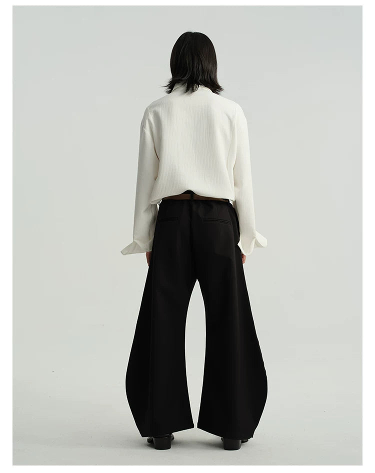 Sharp Collared Striped Pleated Shirt