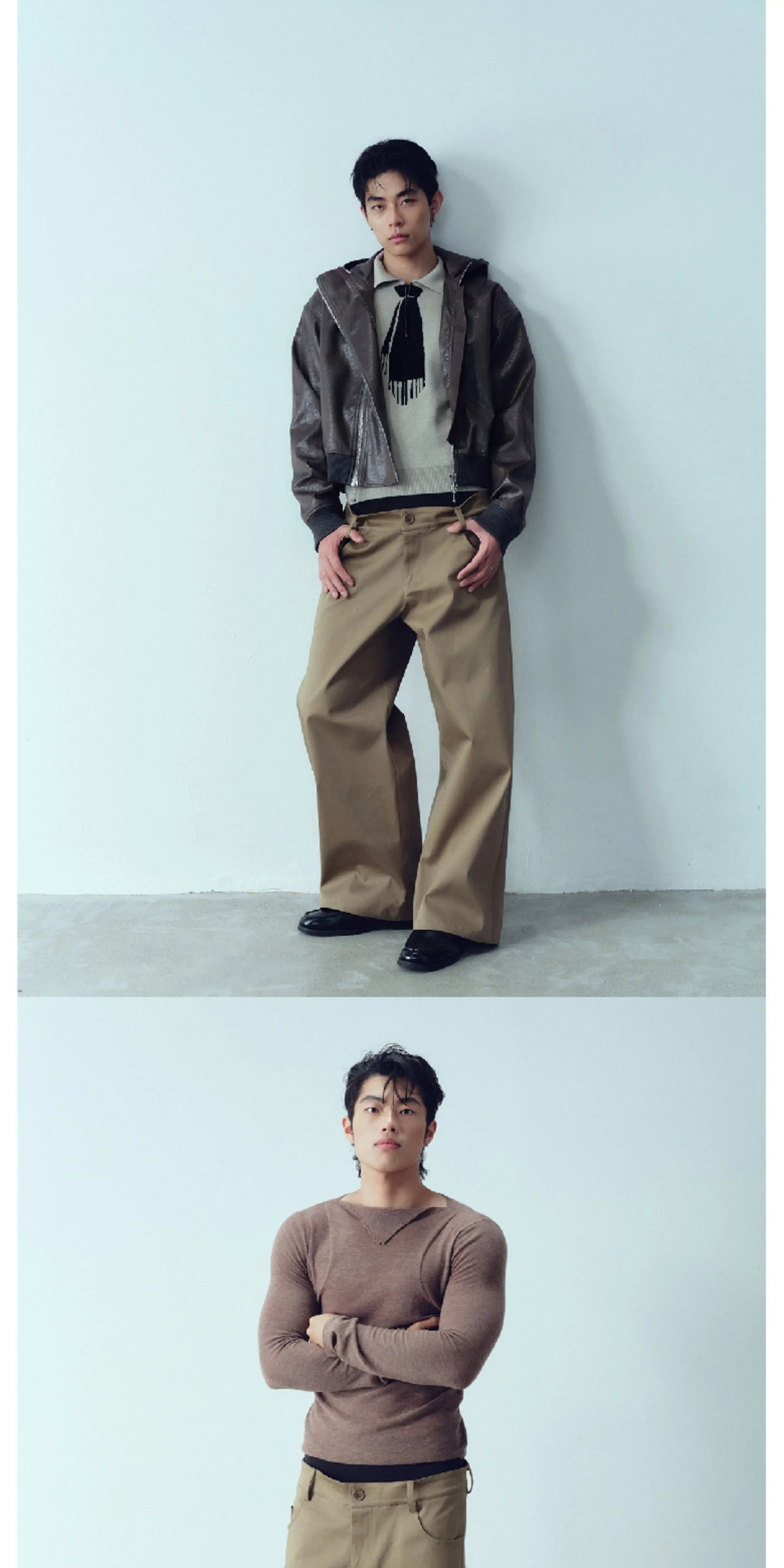 Colorblock Khaki Wide Leg Pants