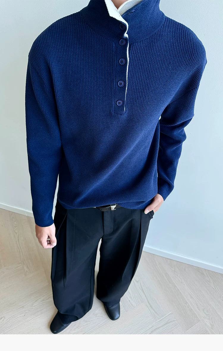 Reversible Two-in-One Stand Collar Sweater Coat