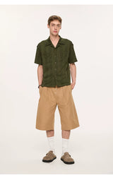 Wooden Button Short Sleeve Knitted Shirt