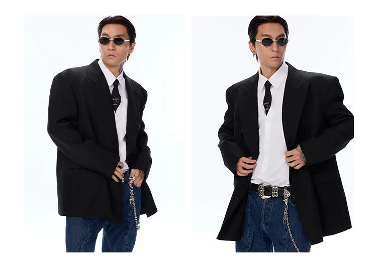 Classic Vintage Oversized Double-breasted Wool Blazer