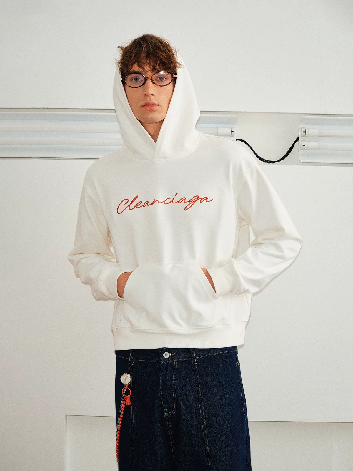 Couple’s Embroidered Script Boxy Hoodie