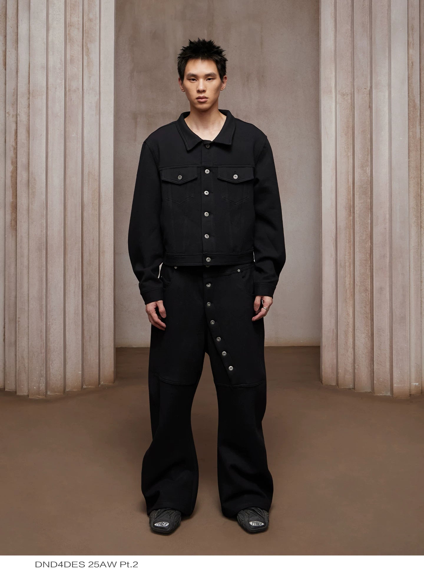 Vintage Baggy Curved Button Wool Sweatpants