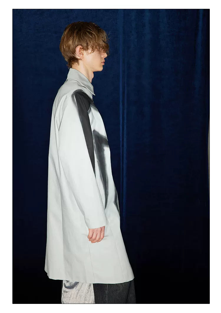 Spider Print Grey Mid-length Coat