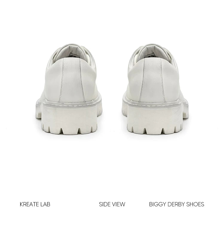 Distressed White Suede Platform Derby Shoes
