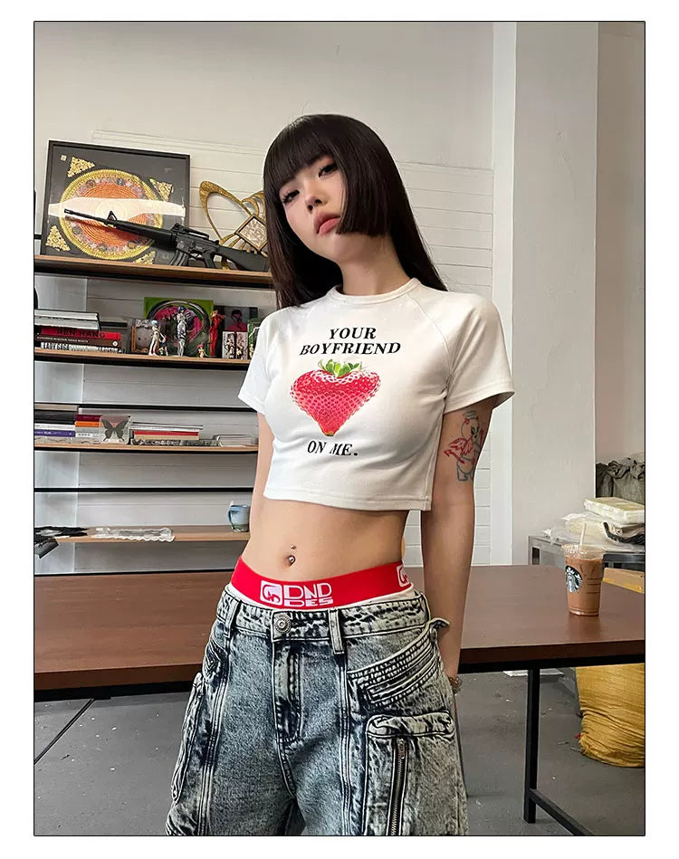 Printed Crop Slim Tee For Women