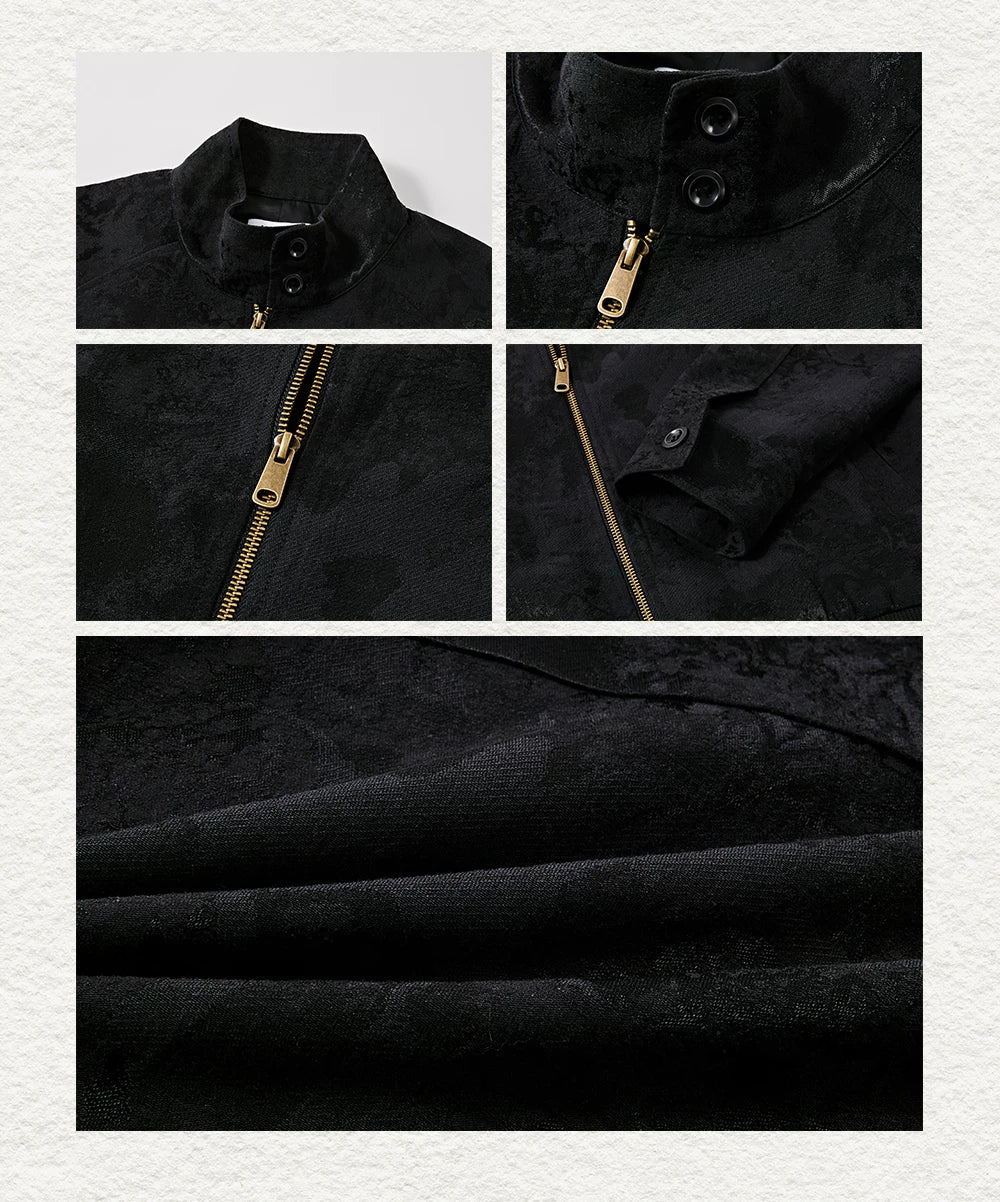Men's Linen Floral Jacquard Harrington Jacket