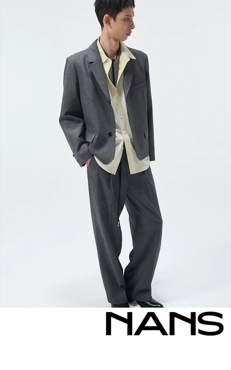 Short Two-Button Merino Wool Blazer