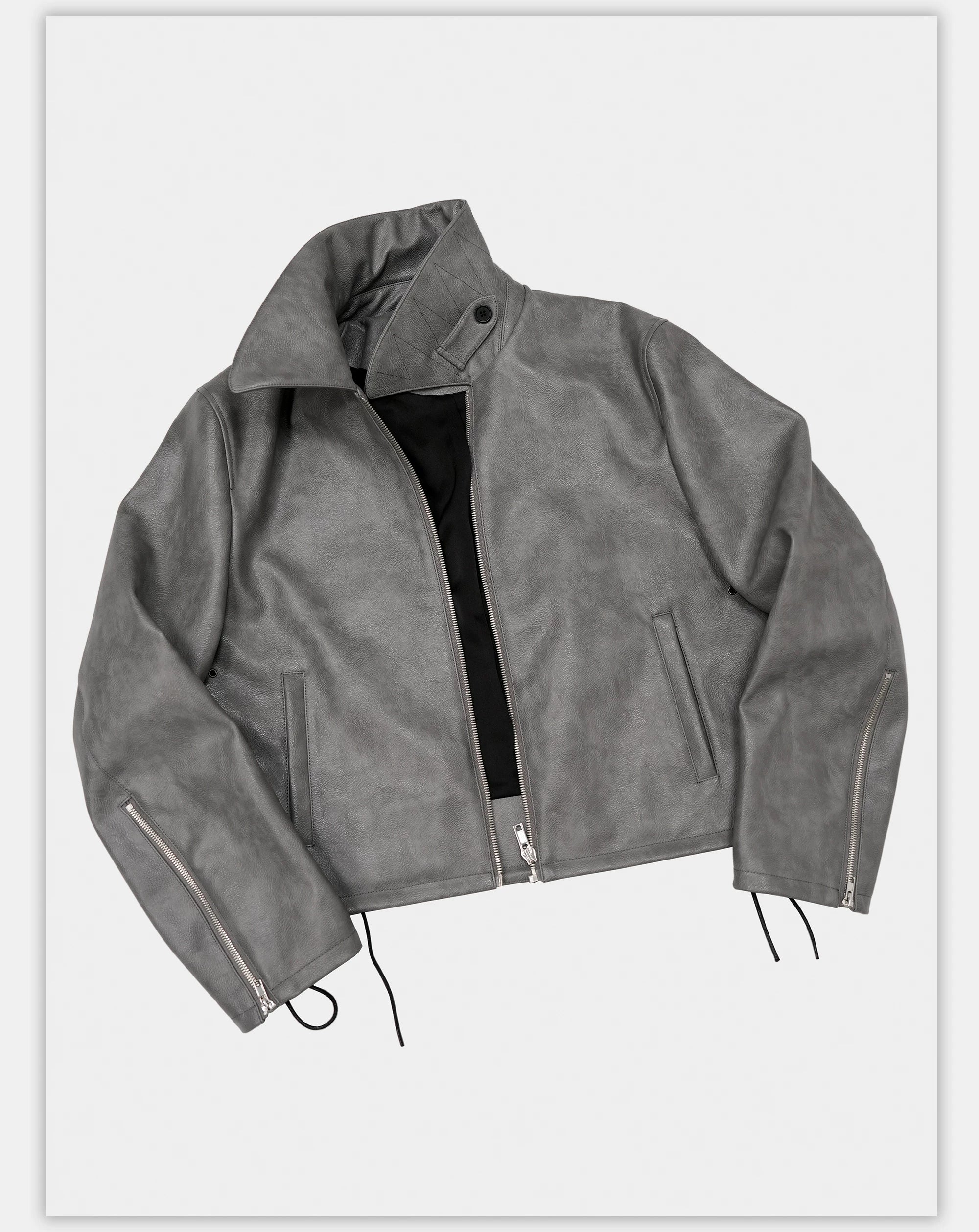 Vintage Stand Collar Biker Jacket
