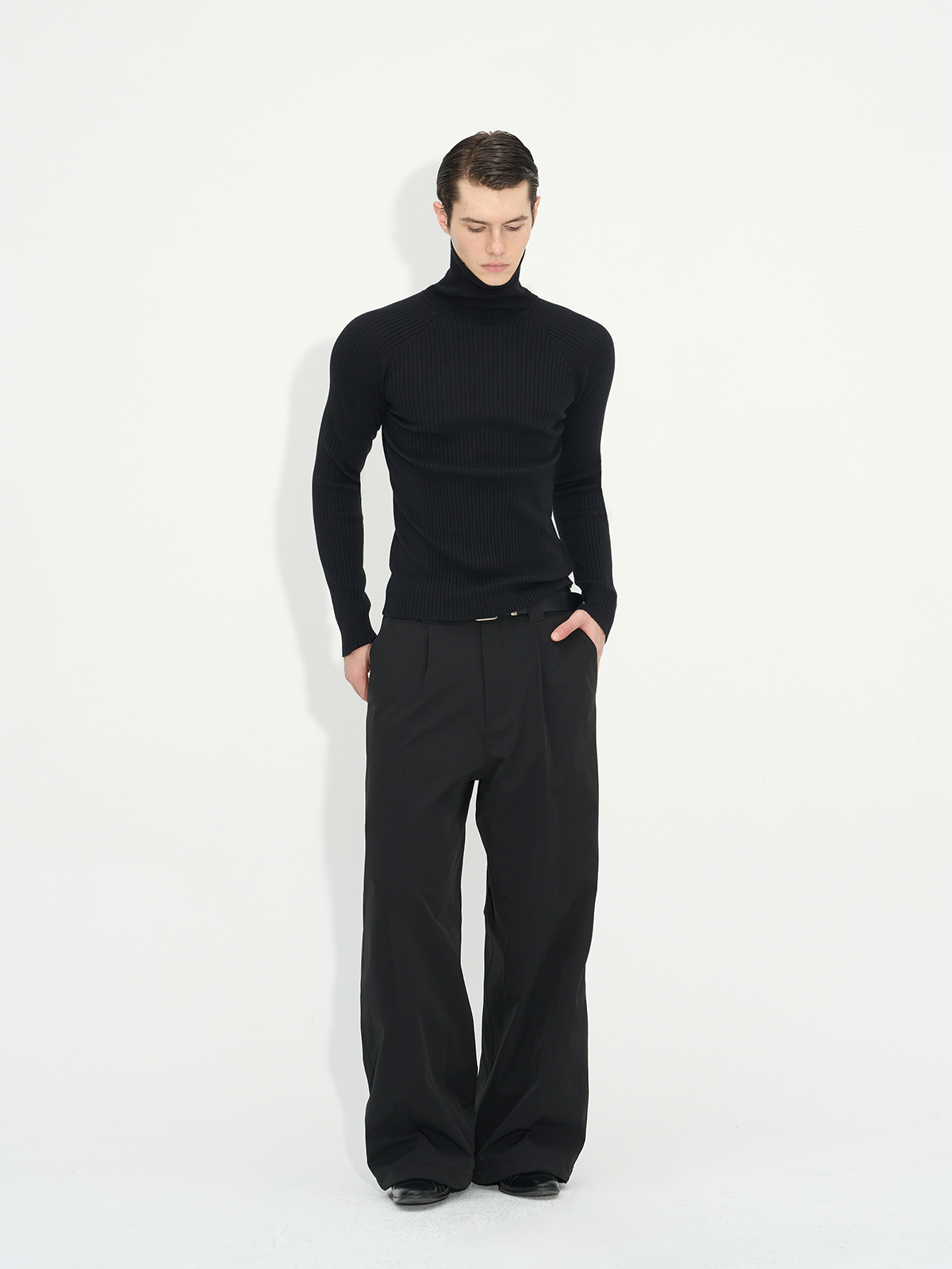 Slim Fit Ribbed Knit Long Sleeve Tops