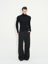 Slim Fit Ribbed Knit Long Sleeve Tops
