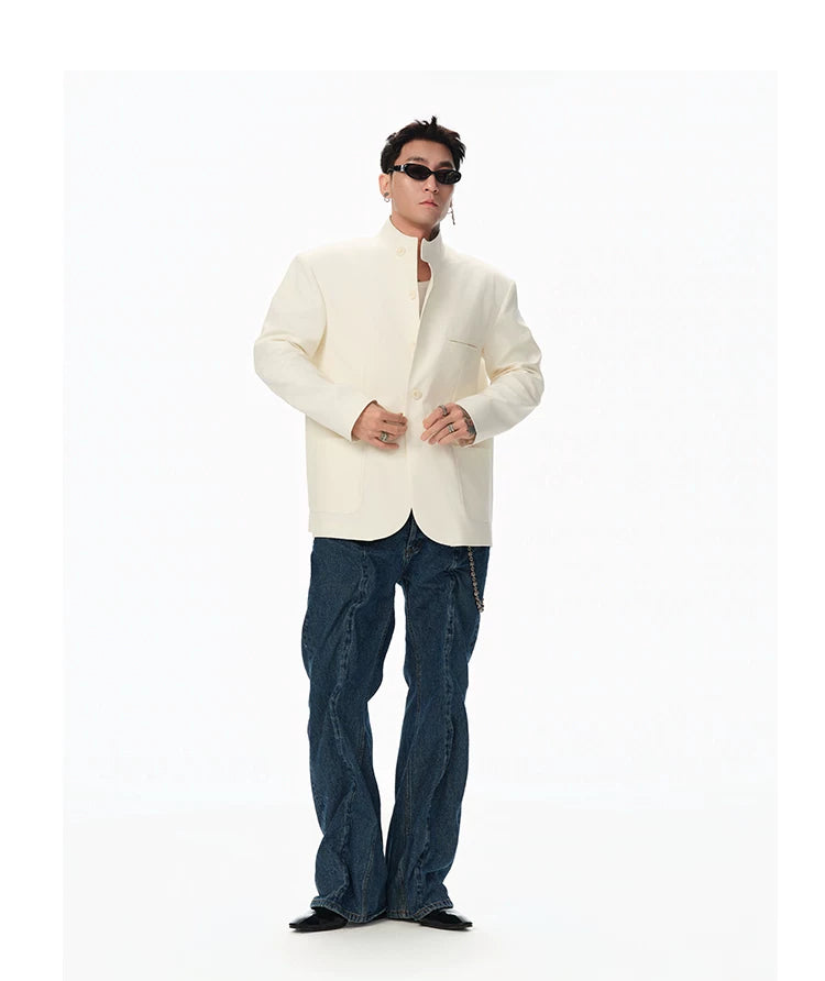 Hemp Stand-Collar Blazer
