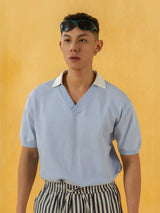 Men's V-Neck Short-Sleeve Detachable-Collar Polo Shirts