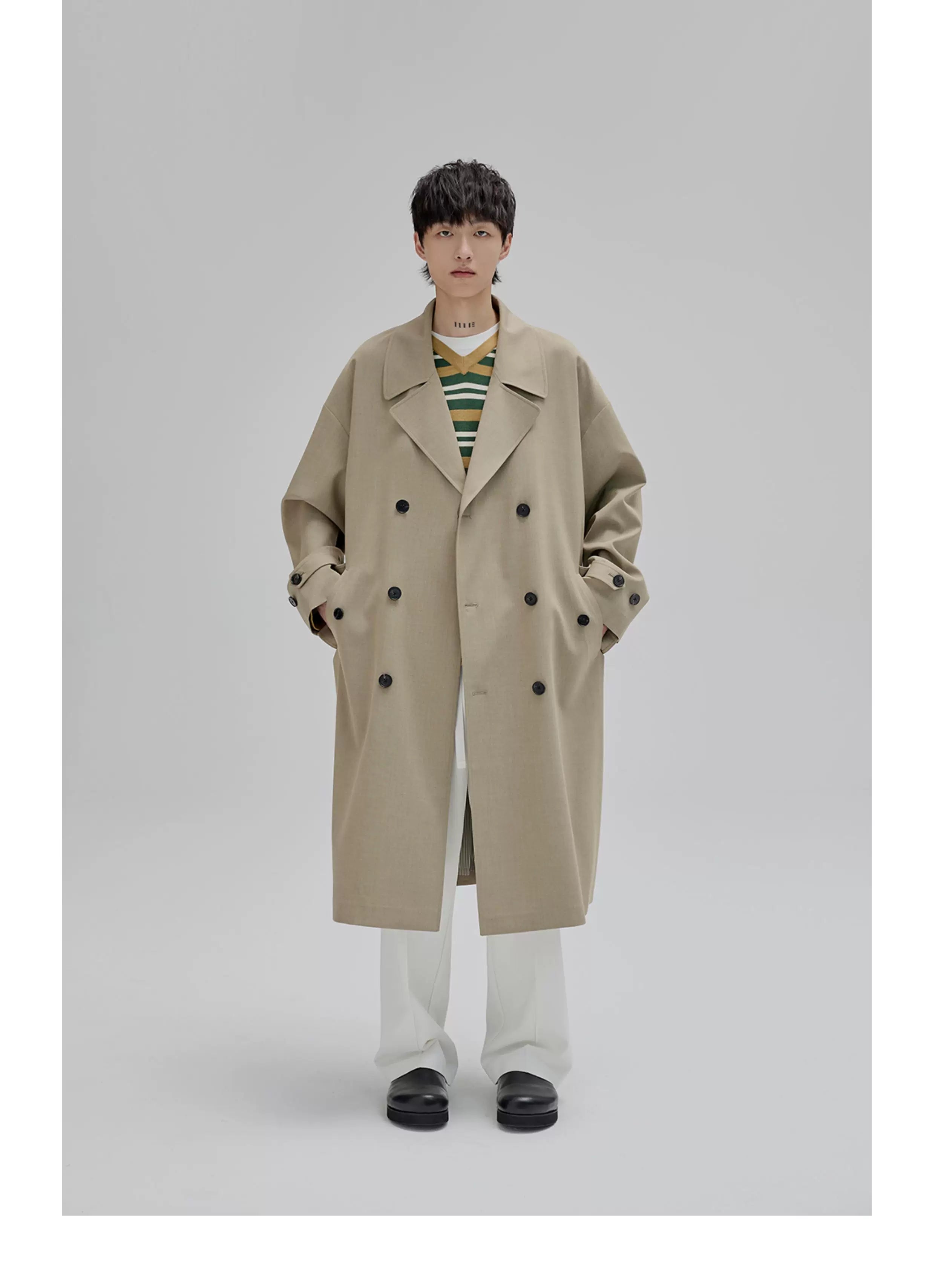 Double Breasted Long Trench Coat