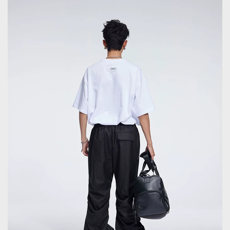 Double Pleated Zip Straight Loose Pants