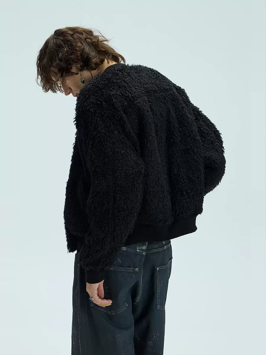 Warm Heavy Fur Bomber Puffer Coat