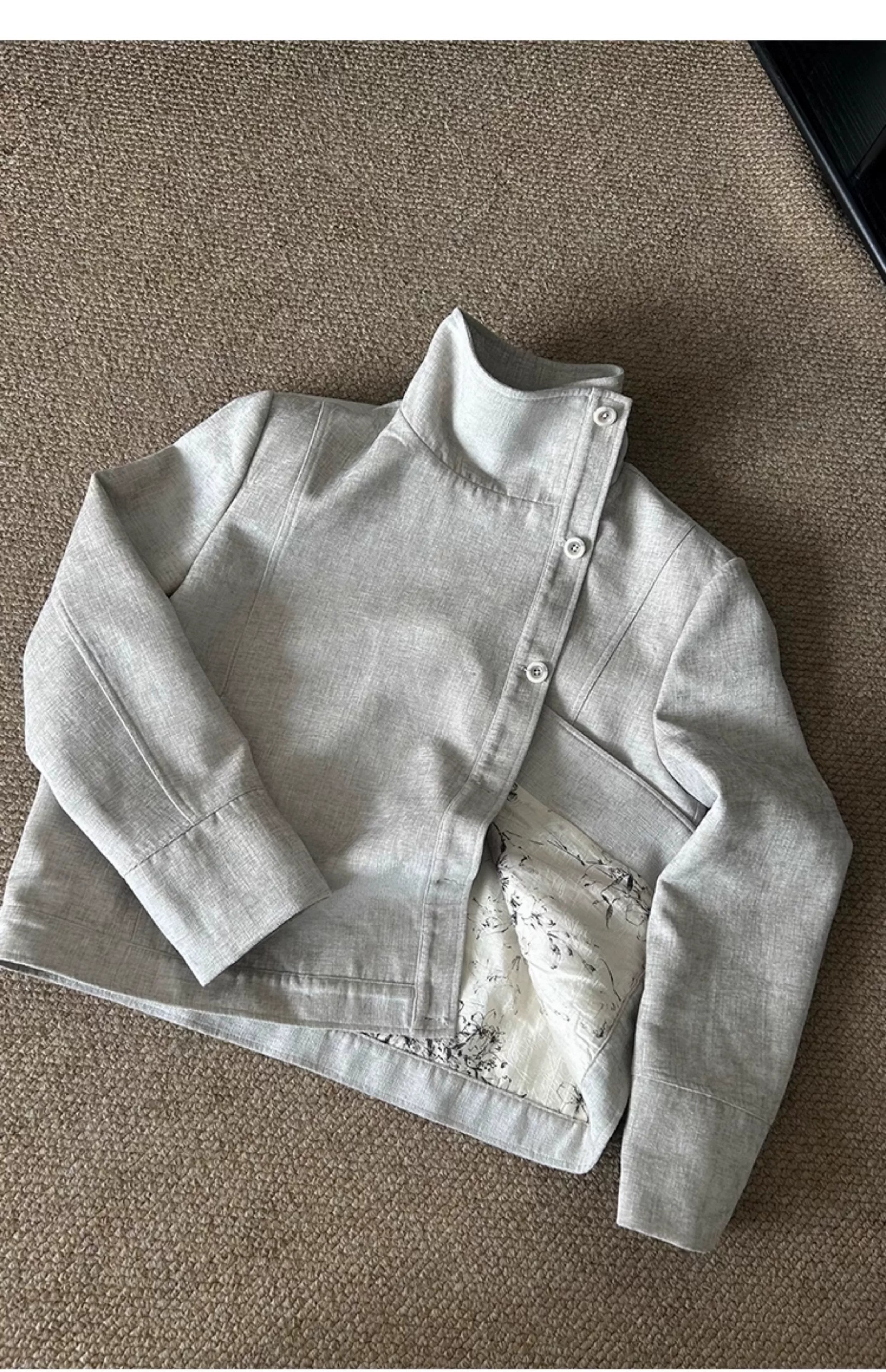 Vintage Irregular Floral Textured Fencing Jacket