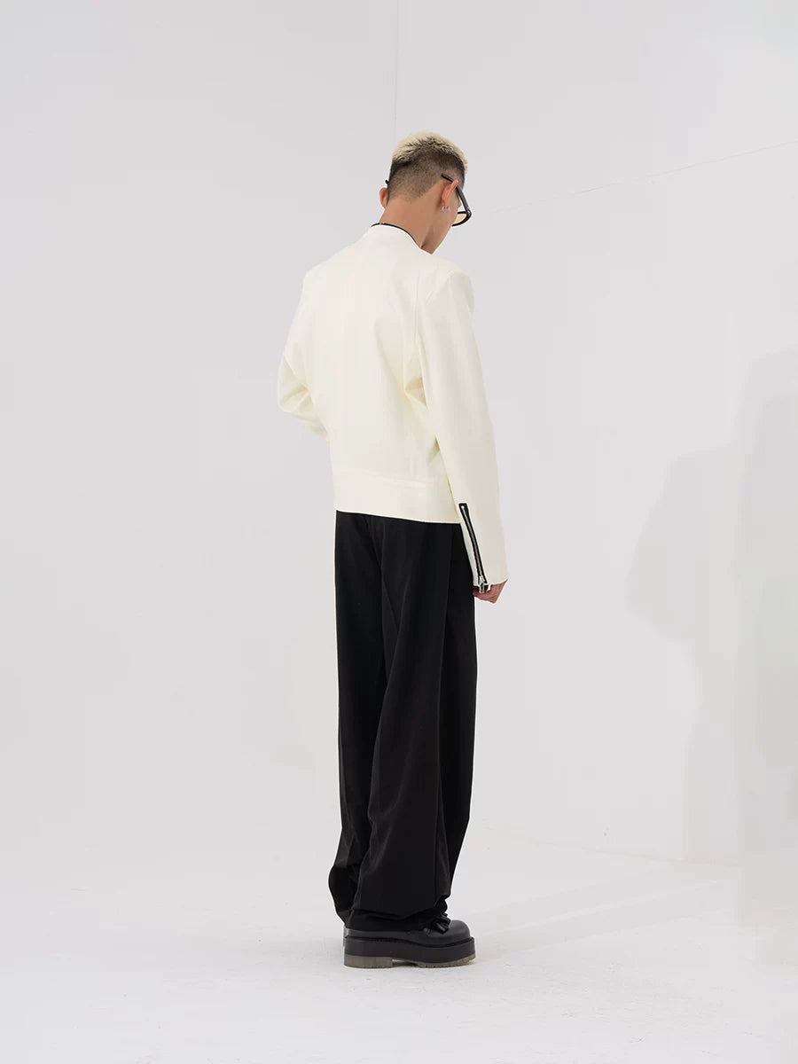 Men's Two-Tone Zip Shoulder Pad Jacket