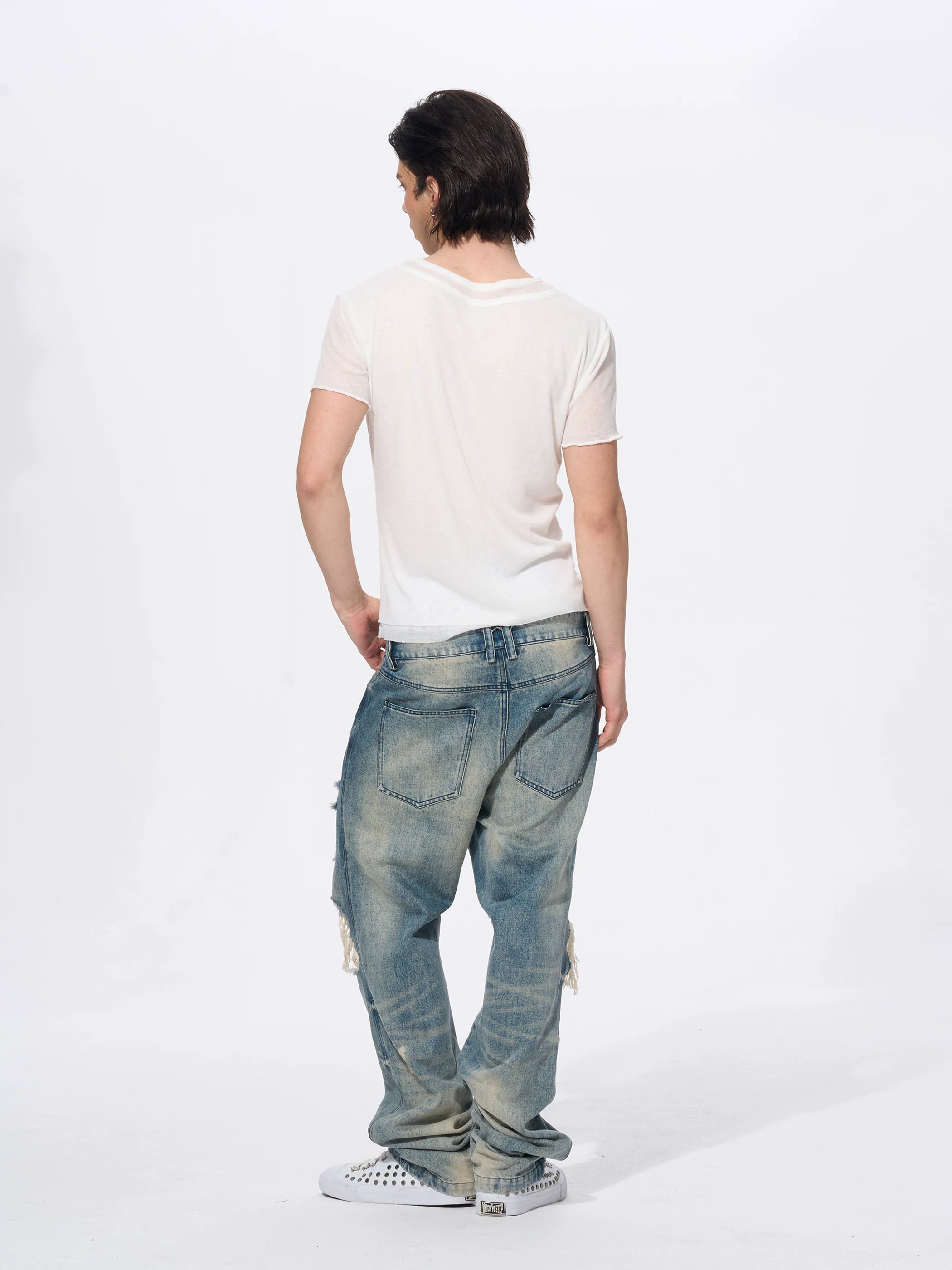 White Men's Twofer Letter Print Tee