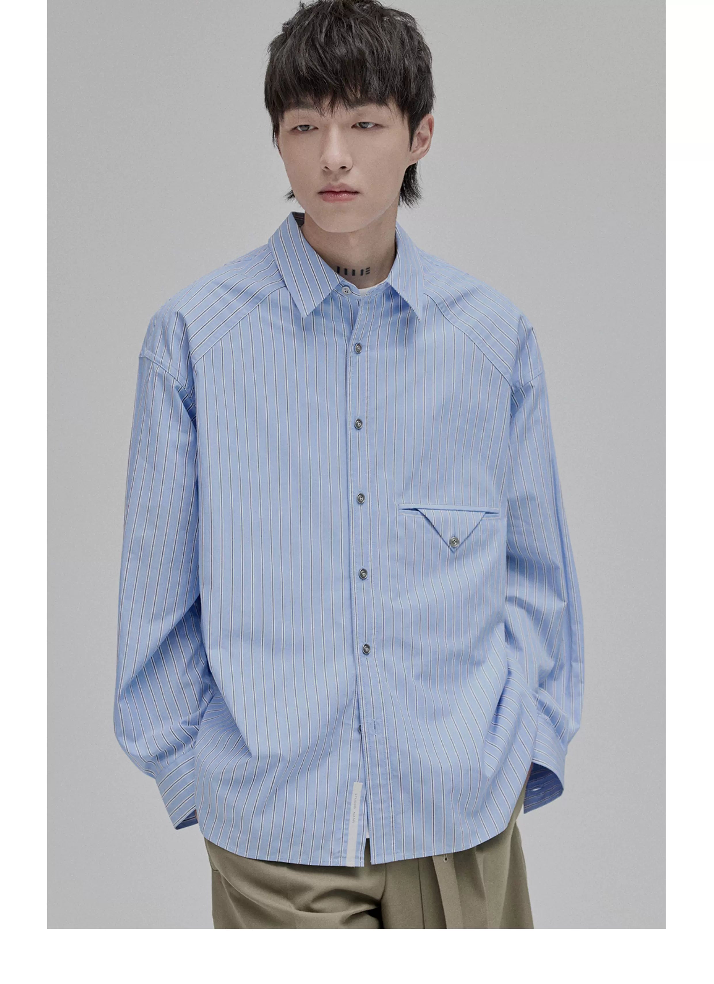 Blue White Striped Pocket Shirt