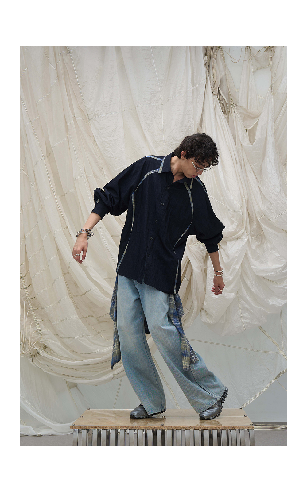 Washed Denim Split Shirt