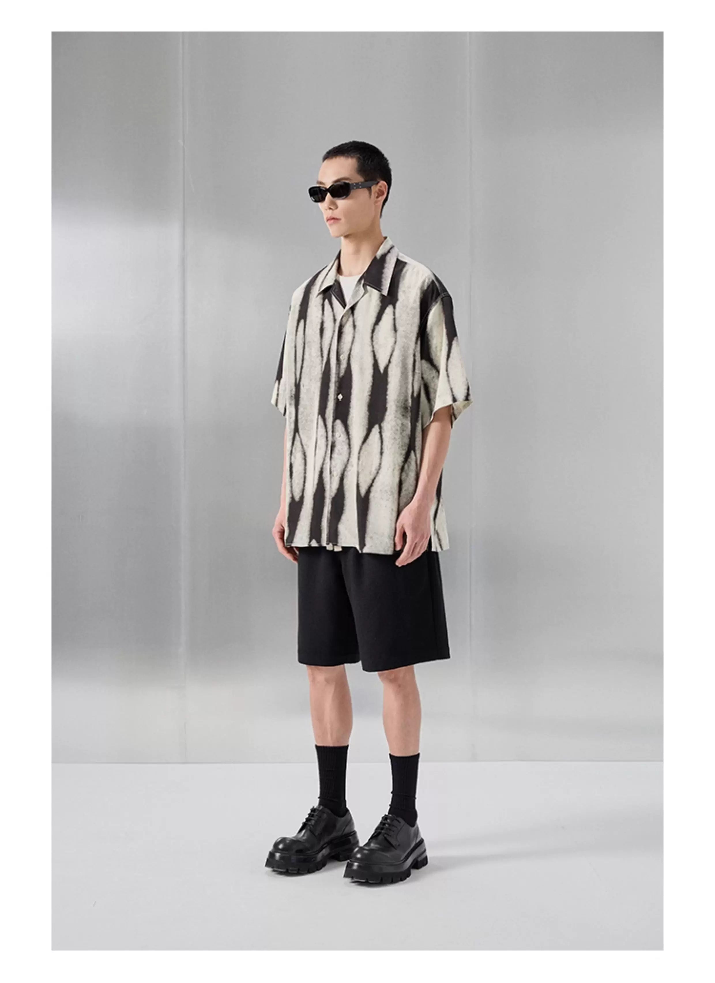Printed Short Sleeve Cuban Collar Shirt