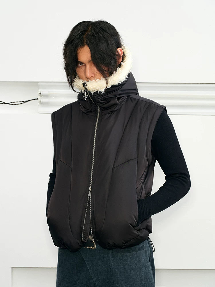 Men's 2-in-1 Winter Fur-Trimmed Puffer Vest