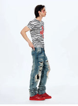 Zebra Print Letter Graphic Crew Neck Tee