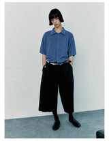 Loose Striped Knit Short-Sleeve Shirts