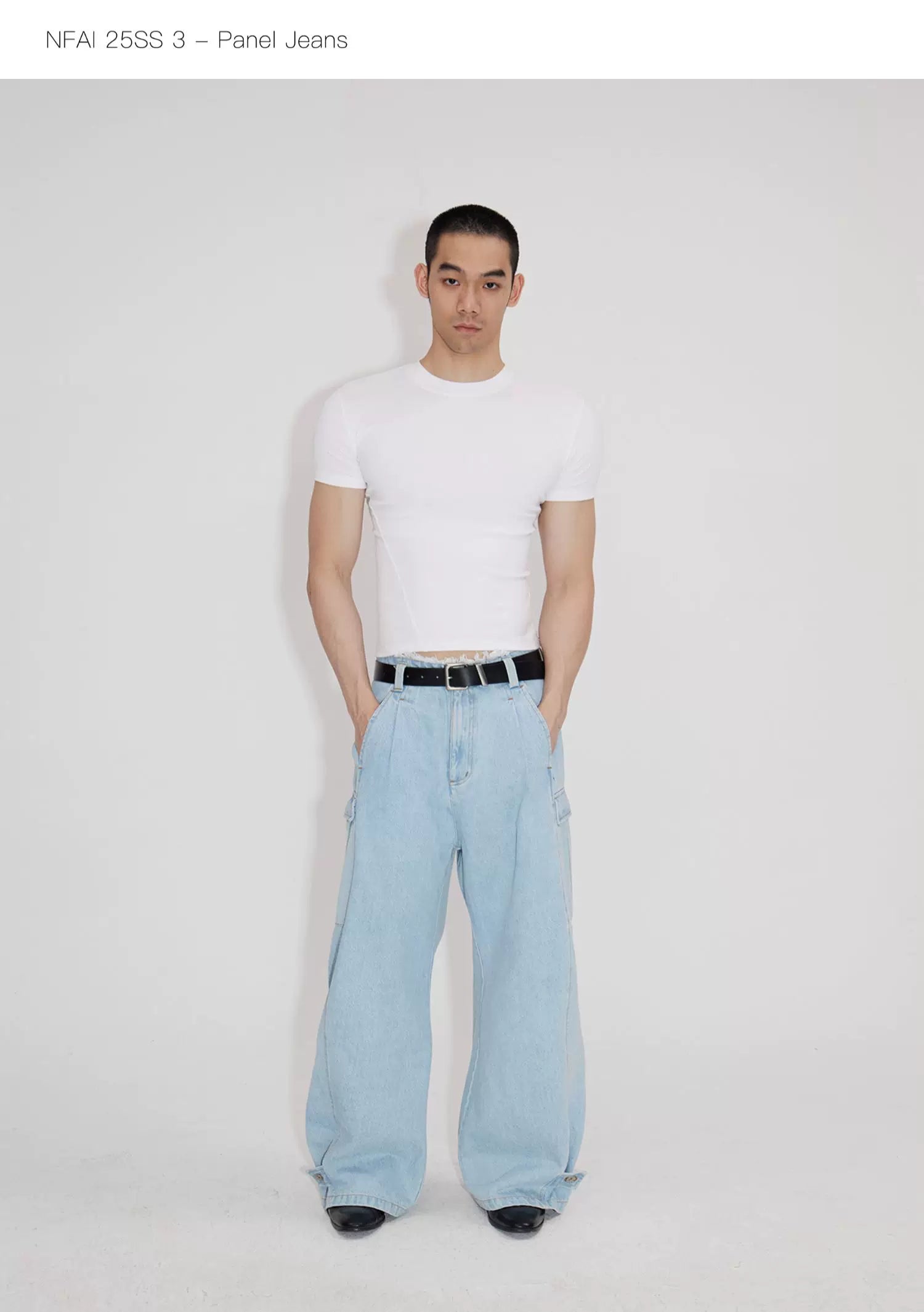 Three-Piece Raw Hem Curved Jeans